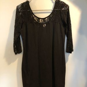 Black lace body con dress NWT